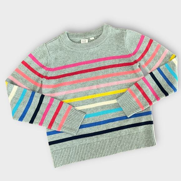 Gap Kids Striped Crewneck Sweater Size L Navy Blue White Classic Cozy Pullover - Picture 1 of 3